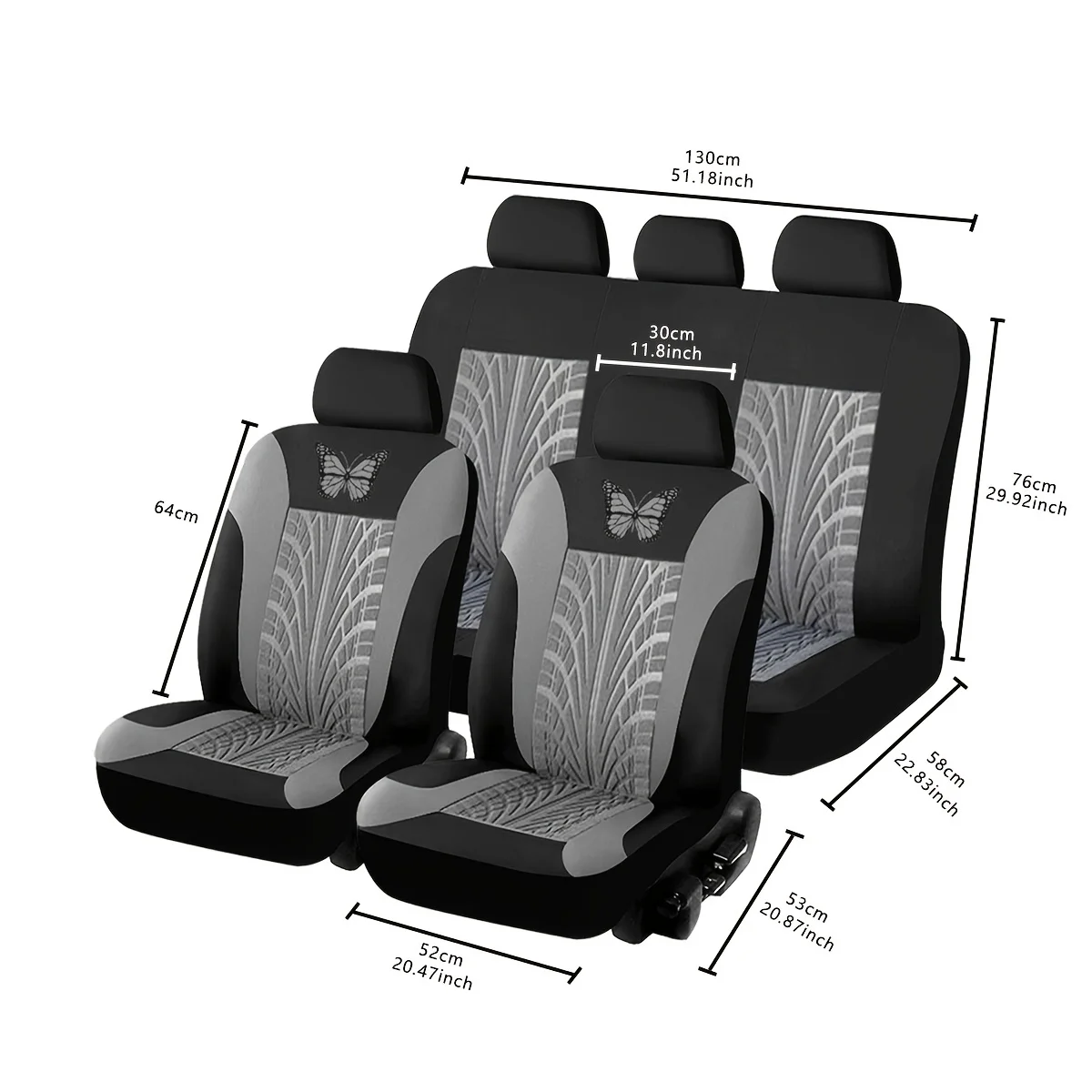 New 5-Seat Car Seat Covers utterfly Pattern Embroidery Universal Breathable Fabric Airbag Safe SUV Seat Protecto Accessories
