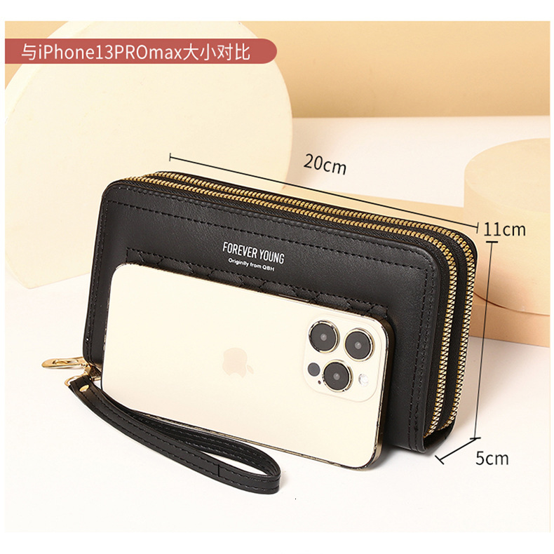 New designer women's long handbag, Korean version mobile phone bag, double zipper wallet, large capacity card bag