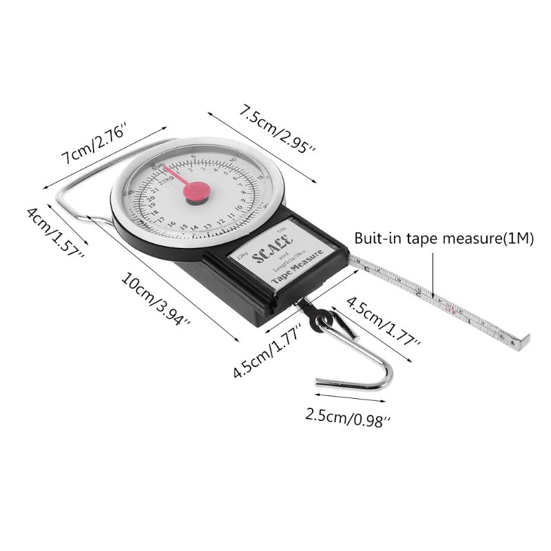 D Portable Fishing Scale lb kg with Tape Measure Hanging Hook Tool 5