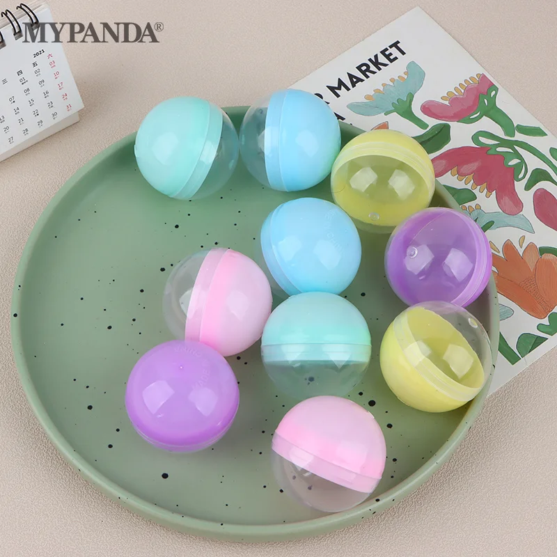 10Pcs 45mm Plastic PP Toy Capsules Half Transparent Colorful Round Surprise Ball Easy Open Lock Amusement for Vending Machine