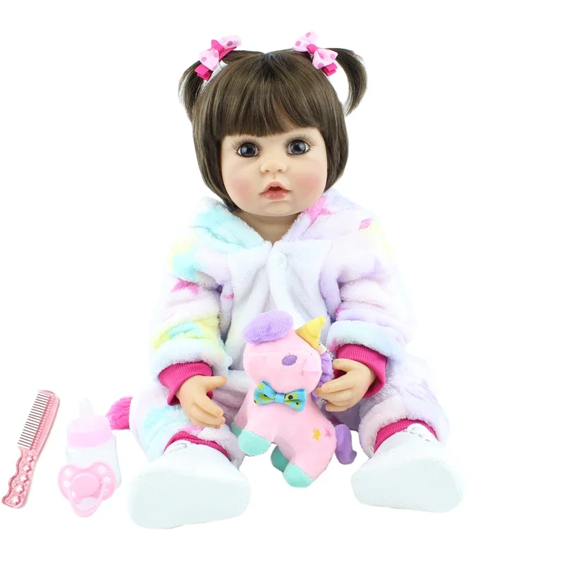 BZDOLL Lifelike 55 CM Reborn Baby Girl Doll With Full Soft Silicone Body 22 Inch Newborn Bebe Cute Bath Toy Child Birthday Gift