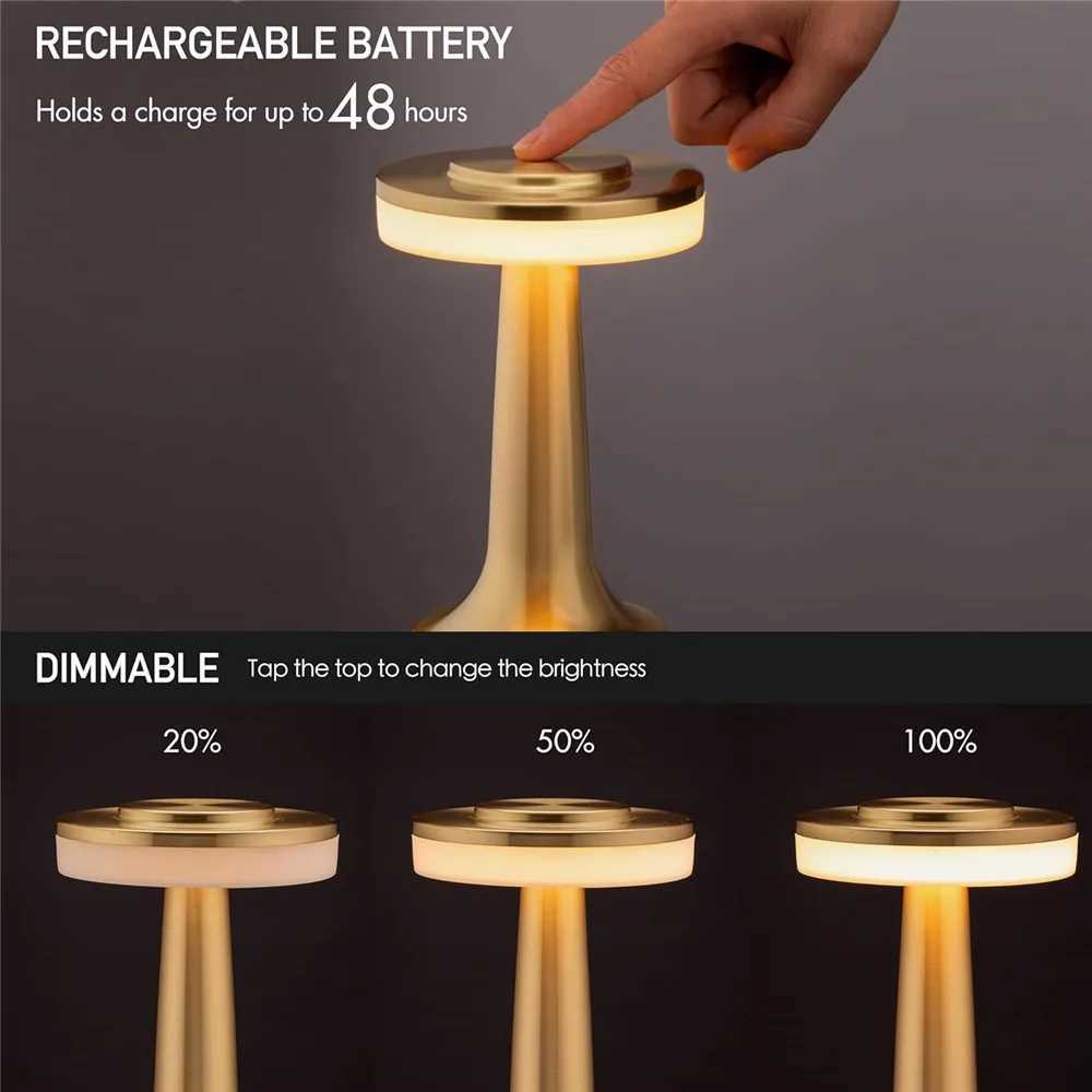 Retro Bar Table Lamp Led Rechargeable Desk Light Room Decor Lampe Camping Luces Bedroom Coffee Decoration Chambre Night LightsLX241102