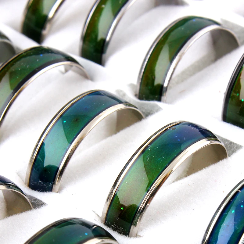 100pcs Wholesale Change Color Mood Rings Temperature Changable Color Ring Free Shipping+Display box