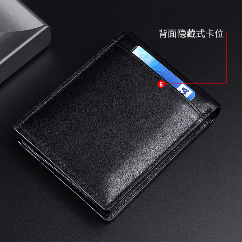 High Quality Genuine Leather Men Wallet Rfid Blocking Card Holder Wallet Brand Luxury Short Pocket Purse Gift for Father Husband