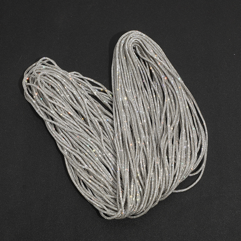 2 Yards Rhinestone Rope Glitter 4mm Crystal Tube Cord Trimming DIY Jewelry Bracelet Necklace Shoelaces Bag Strap Material Decor
