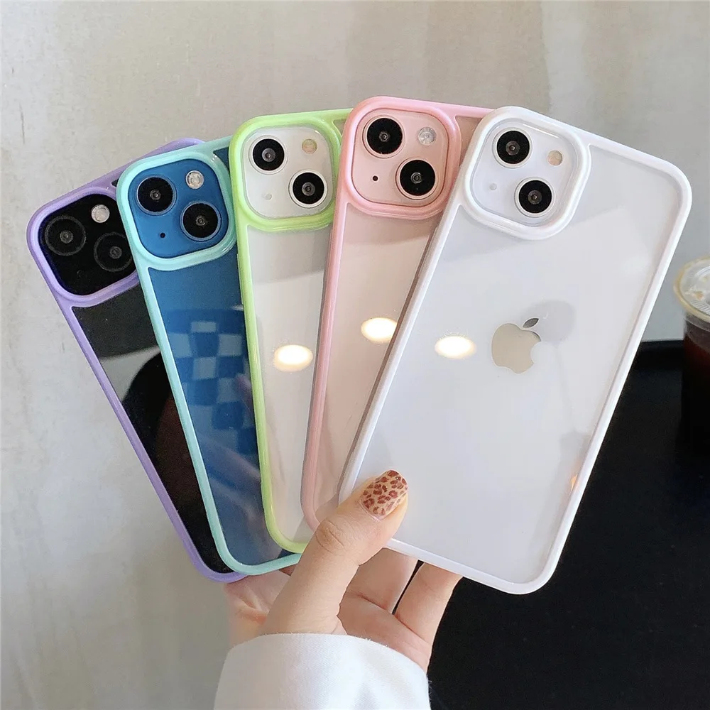 Candy Colored Acrylic Transparent Phone Case For Iphone15 14 13 12 11 Pro Max X XR XSMAX 7 8 Plus SE TPU Case Cover New Products