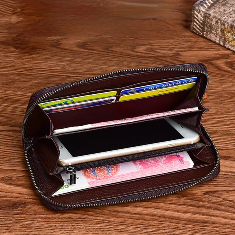 MOTAORA Vintage Long Wallets For Women Genuine Leather Phone Bags Lotus Floral Pattern Embossing Hand-painted Wallet Woman Purse
