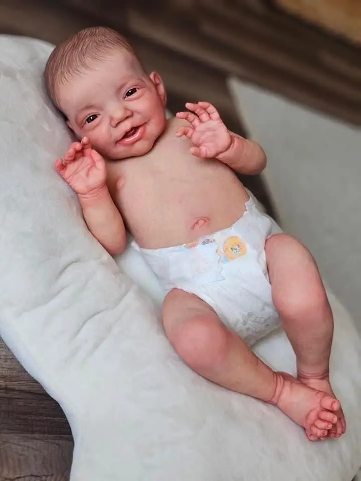 NPK 19inch Full Body Newborn Baby Doll Charlie Lifelike Soft Touch Cuddly Reborn Baby Doll Multiple Layers Painting 3D Skin