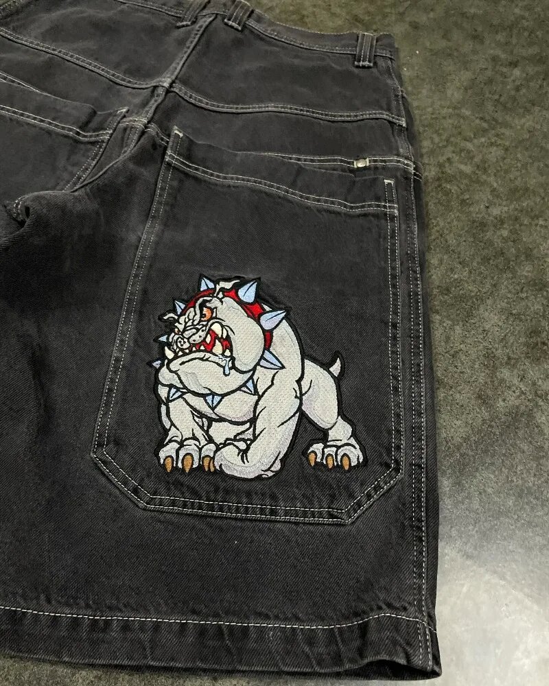Mens Jeans Jnco Shorts Y2k Hip Hop Pocket Baggy Denim Gym Men Women 2023 Summer New Harajuku Gothic Basketball Streetwear