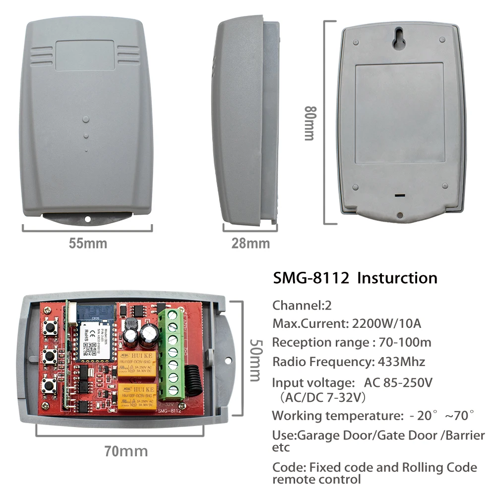 433mhz Universal Auto Gate Opener System Opening Door Garage Wifi External Receiver Portal Control Modules Tuya Smart Switch