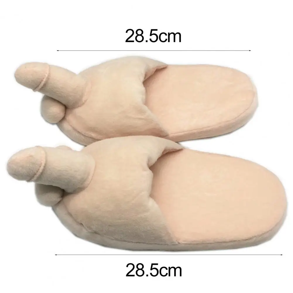 1 Pair Warm Slippers Lightweight Winter Slippers Funny Modeling Penis Shape Bedroom Couple Winter Warm Slippers Cold-proof