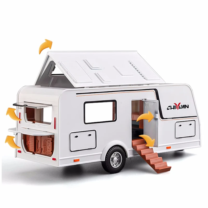 1:32 Rolls Royce Cullinan Trailer RV Alloy Car Model Diecast Metal Off-road Camper Vehicle Model Sound and Light Kids Toys Gift