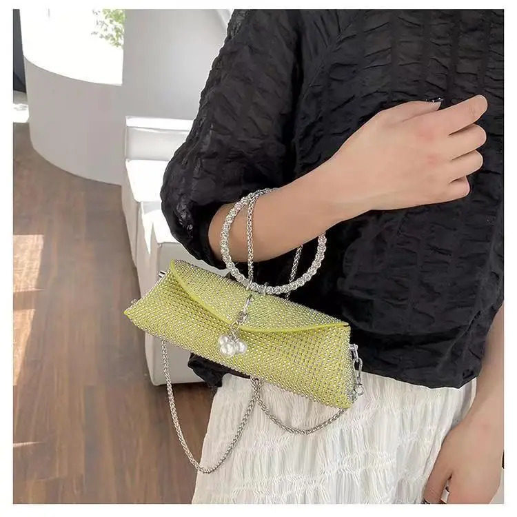Diamond handbag womens wedding handbag sparkling Rhinestone ball party bride sparkling evening clutch square handbag 241031
