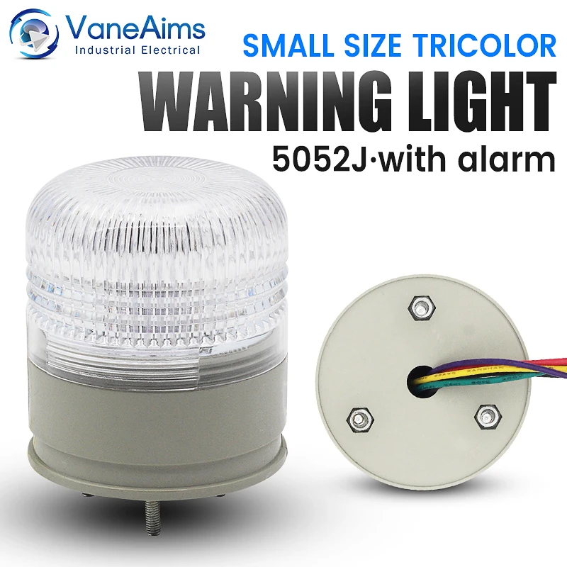Tricolor Strobe Warning Light Flashing Traffic Signal Indicator Light Red Yellow Green LED 12V 24V 220V Buzzer Security Alarm