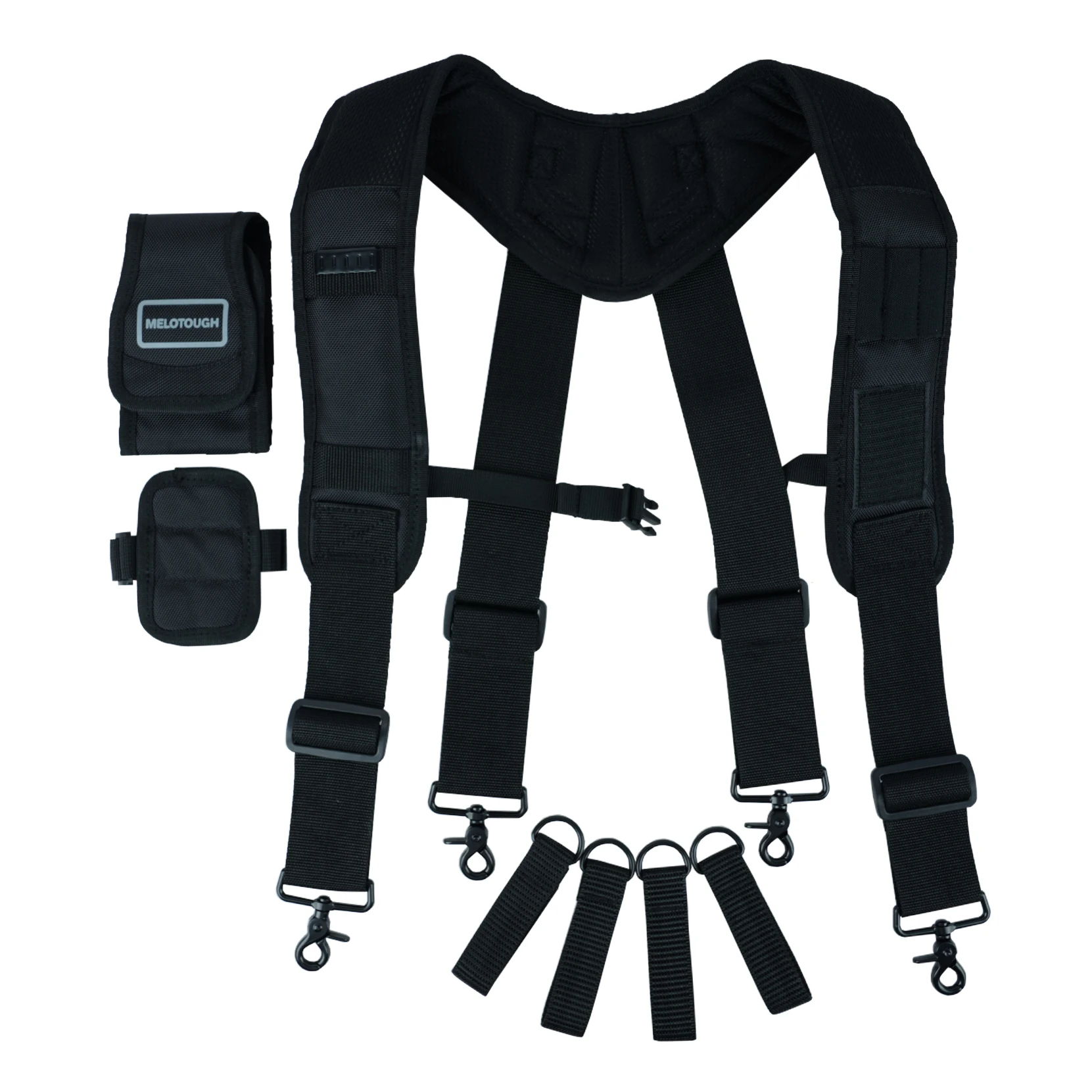 Magnetic Suspenders Tool Belt Suspenders with Large Moveable Phone Holder Pencil Holder, Adjustable Size Padded Suspends