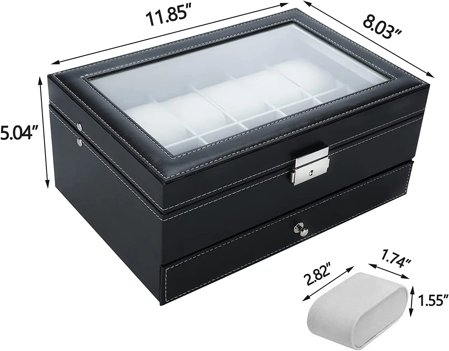 Luxury Double Layer Watch Box Organizer Men Black PU Leather Watch Case Holder Storage Box for Quartz Watches Gift Jewelry Box