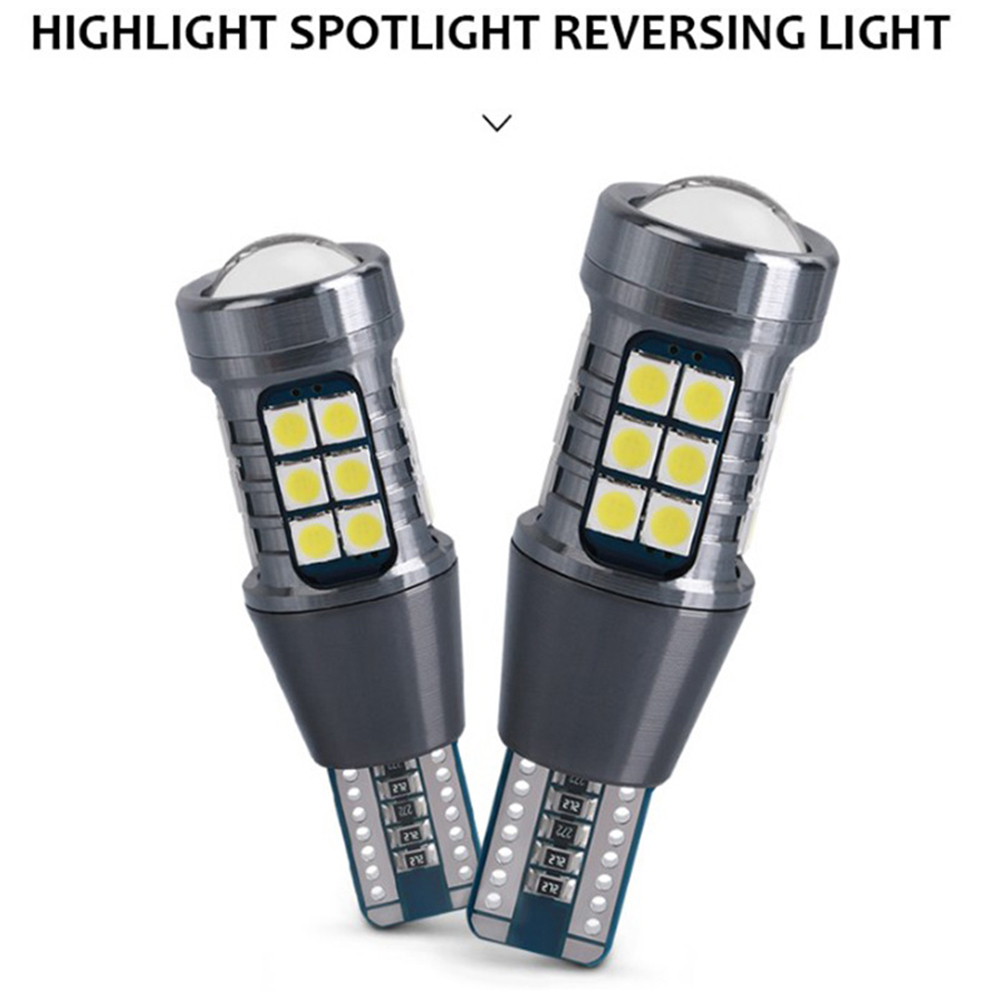 2Pcs T15 LED Reversing Light Turn Signal Brake High Beam Light W16W Decode Canbus White Light 3030 27smd LED Light Retrofit 12V