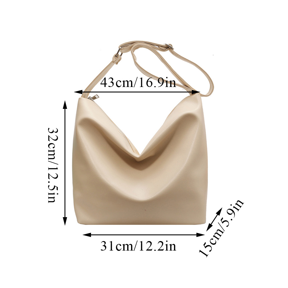 2023 Trend Solid Color Big Bucket Bags for Women Female Designer Silver Leather Shoulder Bag Handbags Hobo Bag Crossbody Bag