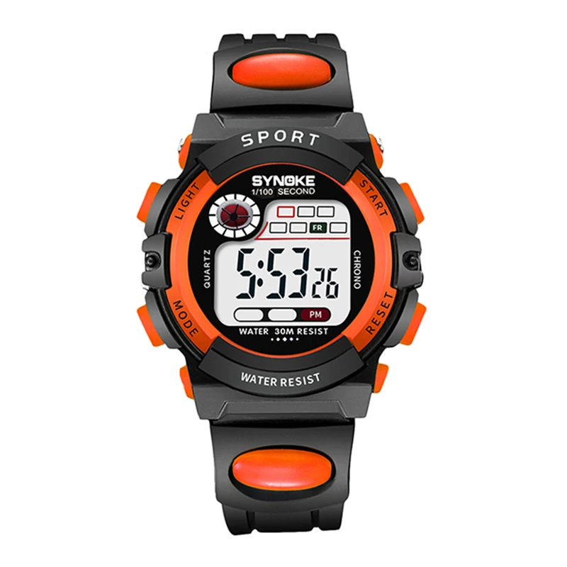 Kids Watches Navy Blue Camouflage LED Colorful Flash Digital Waterproof Alarm For Boys Girls Date Week Creative Children's Clock