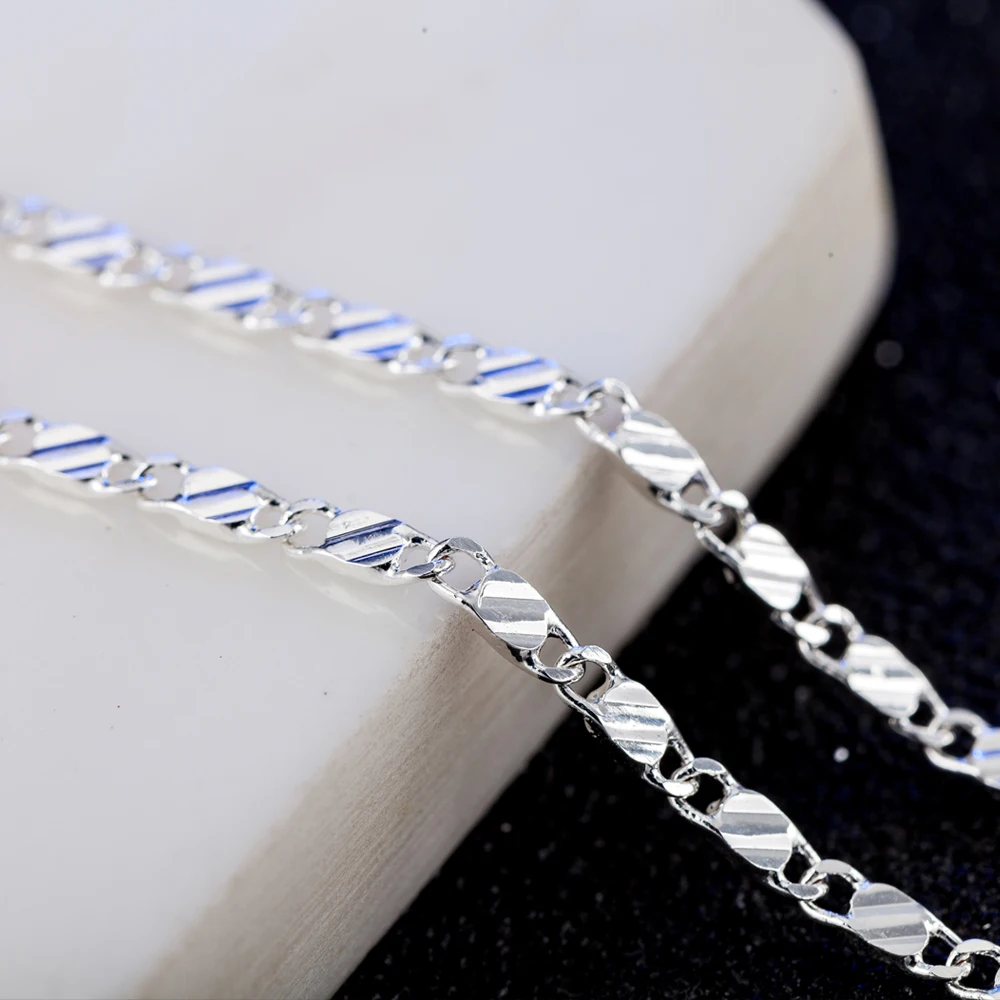 New Sterling Sier Special 2MM Flat Clavicle Chains Necklaces for Men Women Wedding Jewelry Christmas Gifts 40-75cm Free door-to-door delivery service 