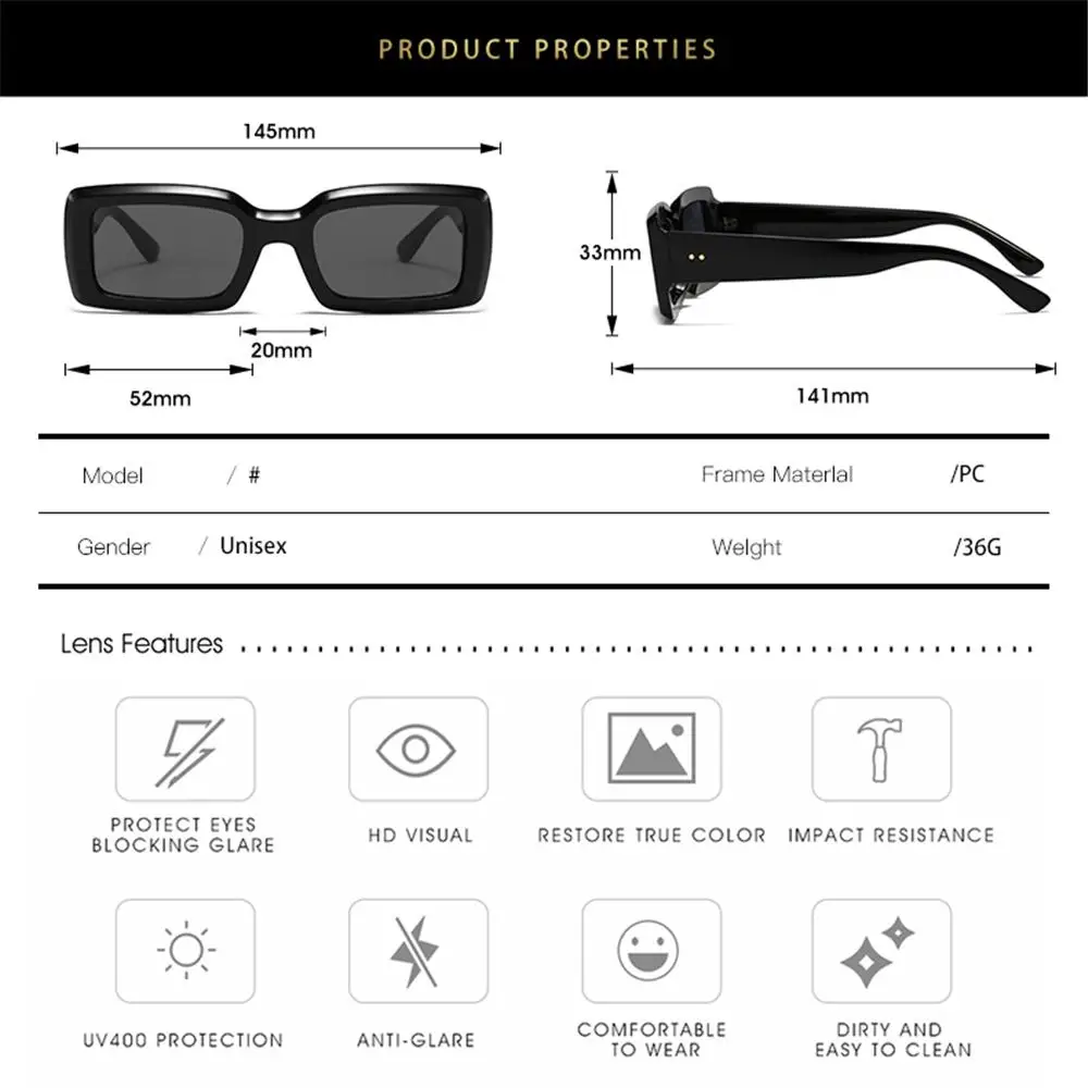 Women & Men Square Trendy Jelly Color Eyewear Purple Sun Glasses Men's Shades Small Rectangle Sunglasses