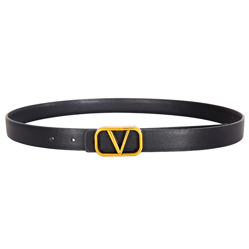 V Designer Belt for Women Genuine Leather Cowhide Width 2.5cm Men Designers Belts Bronze Buckle Sier Womens Waistband Cintura