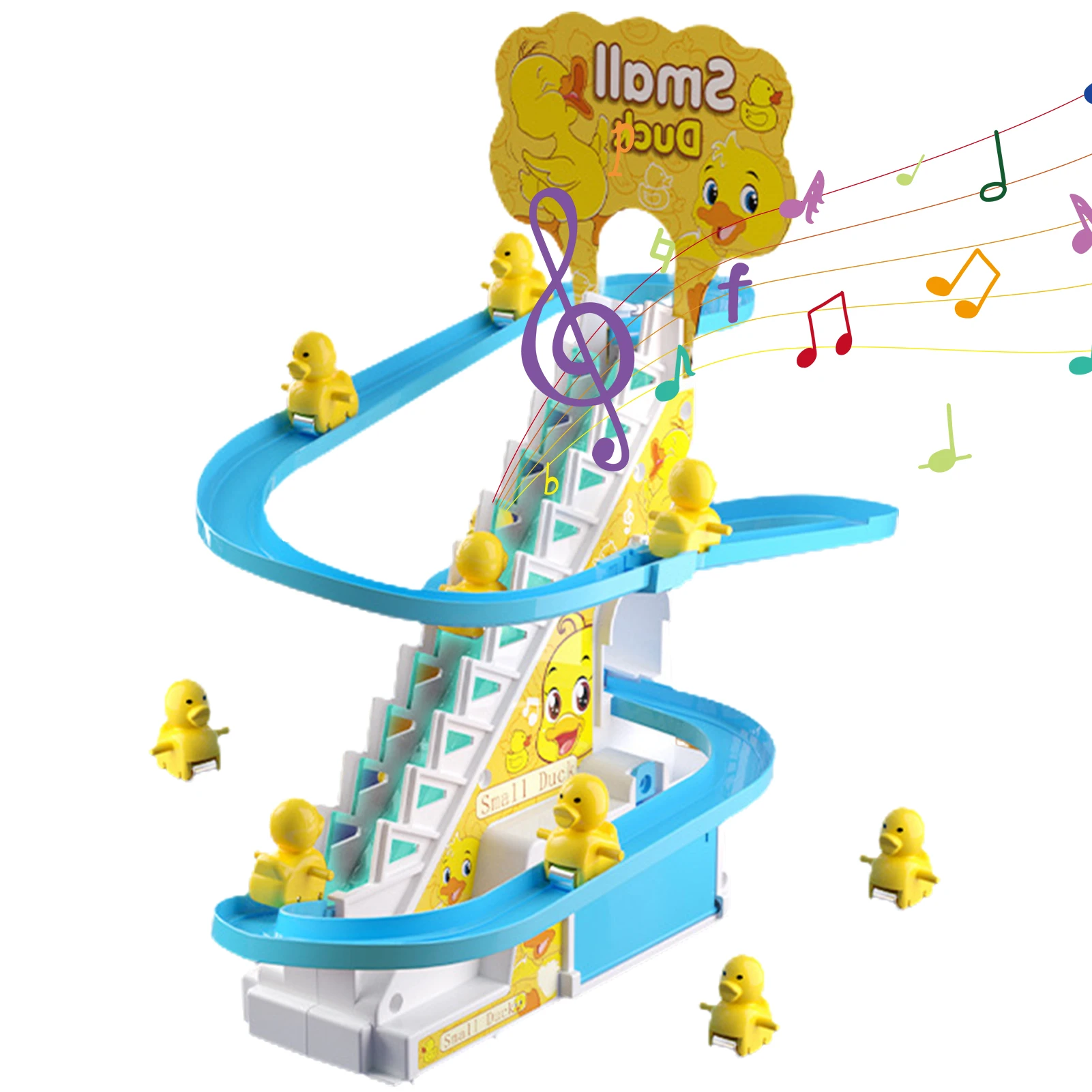 Funny Baby Toys Electric Duck Track Slide Toys Boys Girls Ducks Climb Stairs Toy Baby LED Lights Music Roller Coaster For Kids