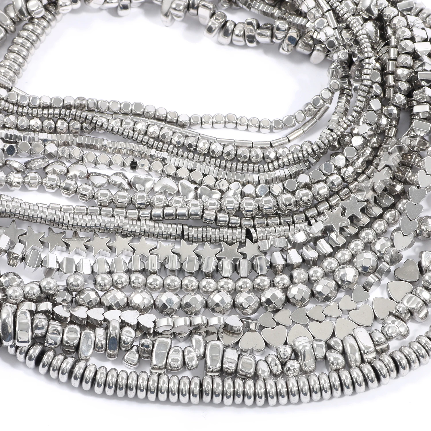 High Quality White Gold Plated Hematite Beads Natural Stone Platinum Hematite Beads For Jewelry Making Diy Charms Bracelet Beads
