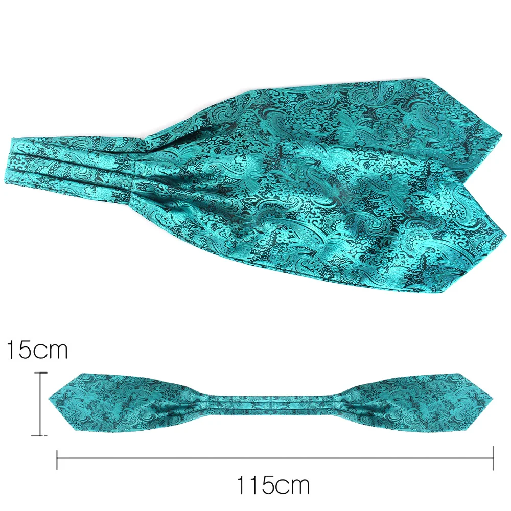 Men Cashew Tie and Pocket Square Set Wedding Cravat Ascot Scrunch Self British Polyester Soft Paisley Neck Tie Handkerchief Sets