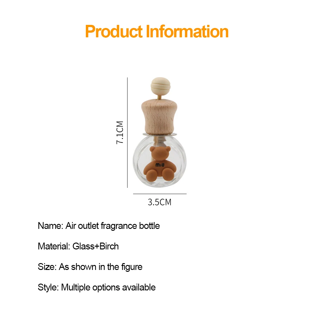 Car Air Freshener Empty Glass Auto Perfume Diffuser Bottle For Essential Oils Perfume bottle for car Air Vent Aromatherapy