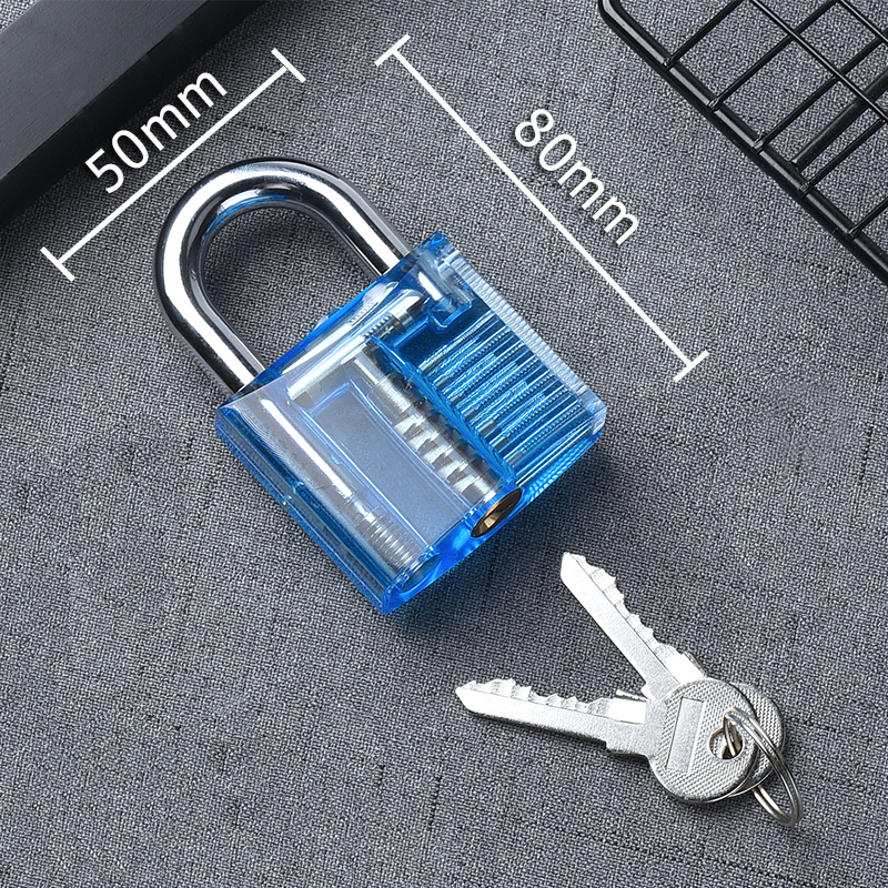 KAK Transparent Practice Padlock with Keys 80x50mm DIY Visible Lock Pick Tools Cutaway Practice Padlock Training Locksmith Tool