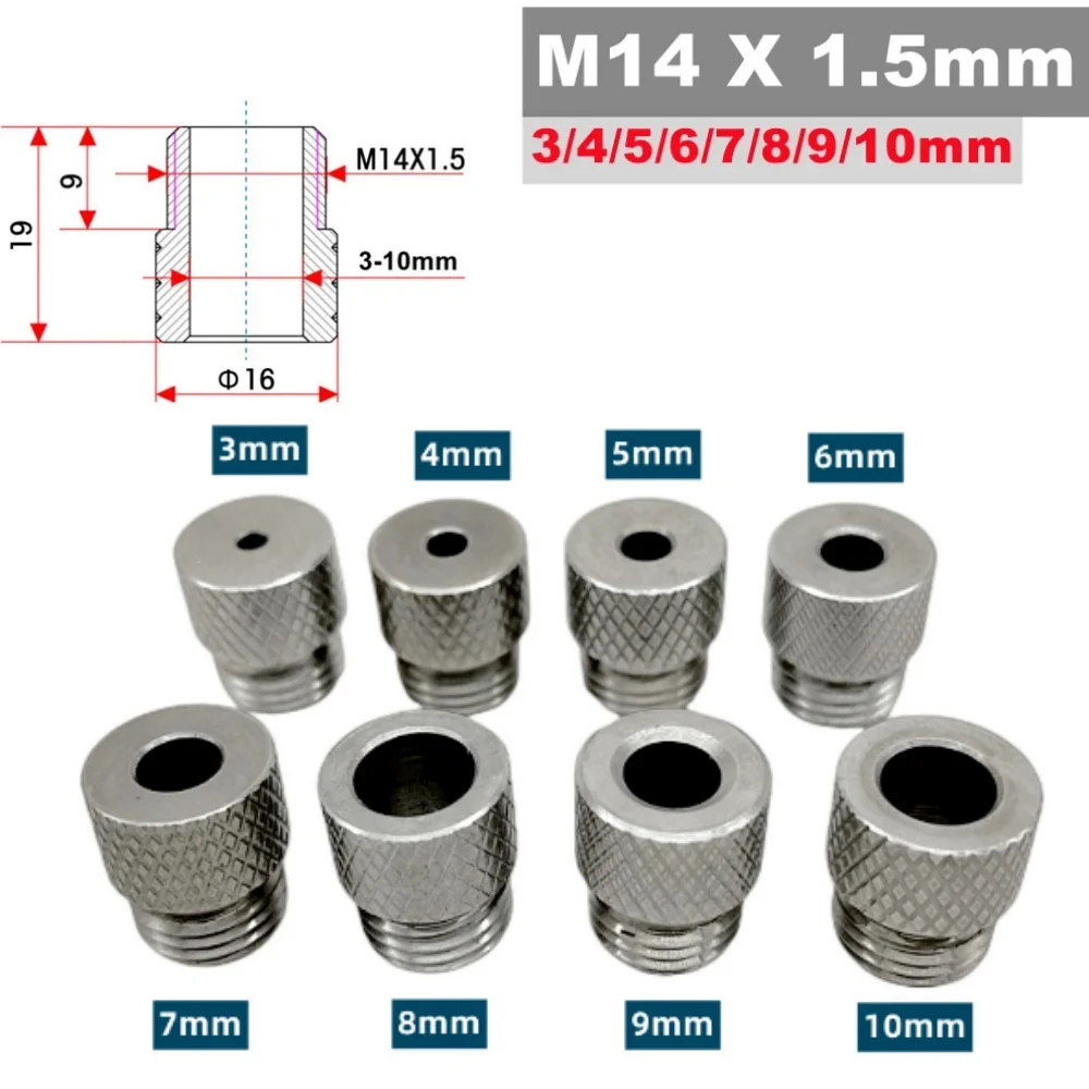 Drill Sleeve Woodworking Drill Guide Bushing M14x1.5 3-10MM Steel Quenching Wearable for 3 In 1 Doweling Jig Pocket Hole Jig