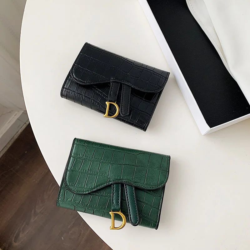 Women's Wallet Short 2024 New Korean Style D Letter Buckle Coins Purses Wallet Card Bag Key Wallet Luxury carteras para mujeres