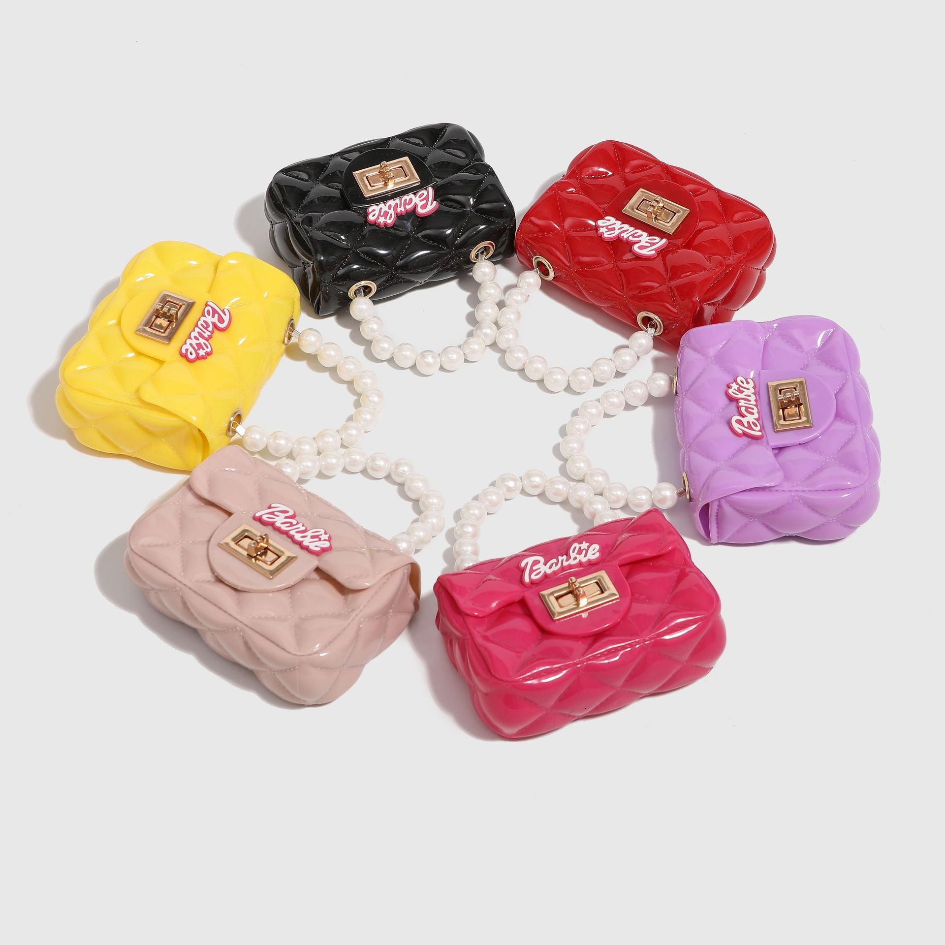 Barbie Fragrant Women's Mini Chain Pearl Handbag Earphone Cover Cute Jelly Small Bag Zero Wallet