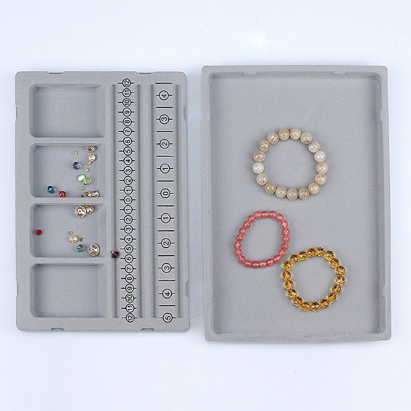 Flocked Beading Tray DIY Bracelet Necklace Jewelry Making Findings Beading Organizer Gray Bead Board Measuring Tools Accessories