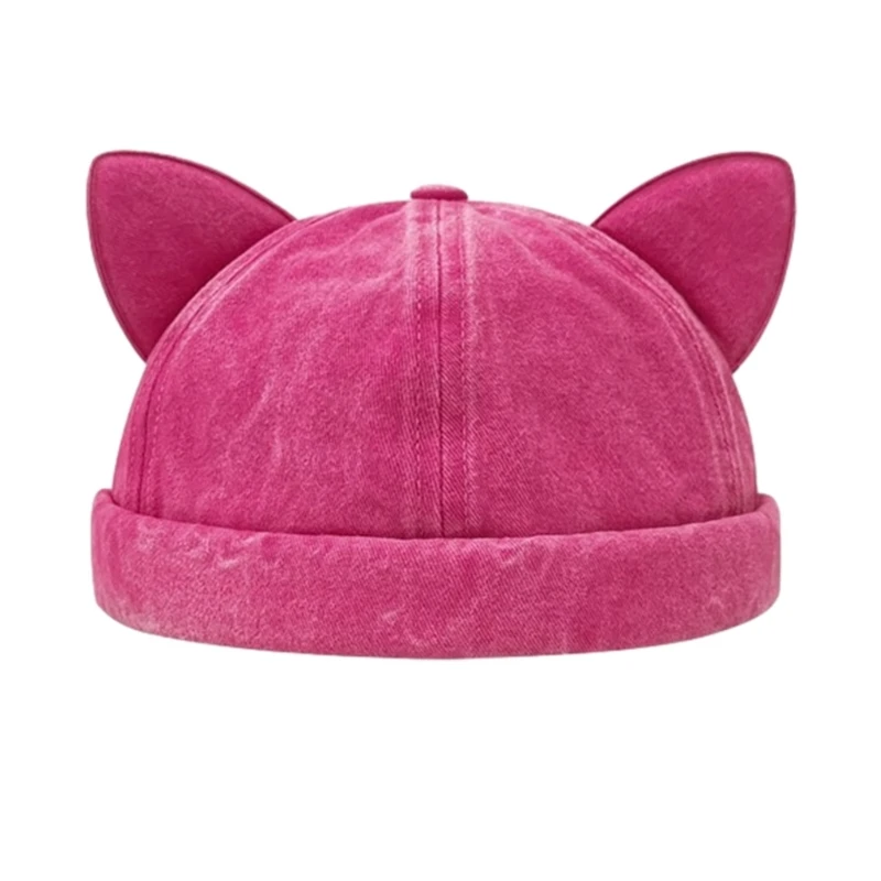 Beanie Hat for Summer Women Outdoor Beanie Hat with Lovely Cat Ear Decor smile