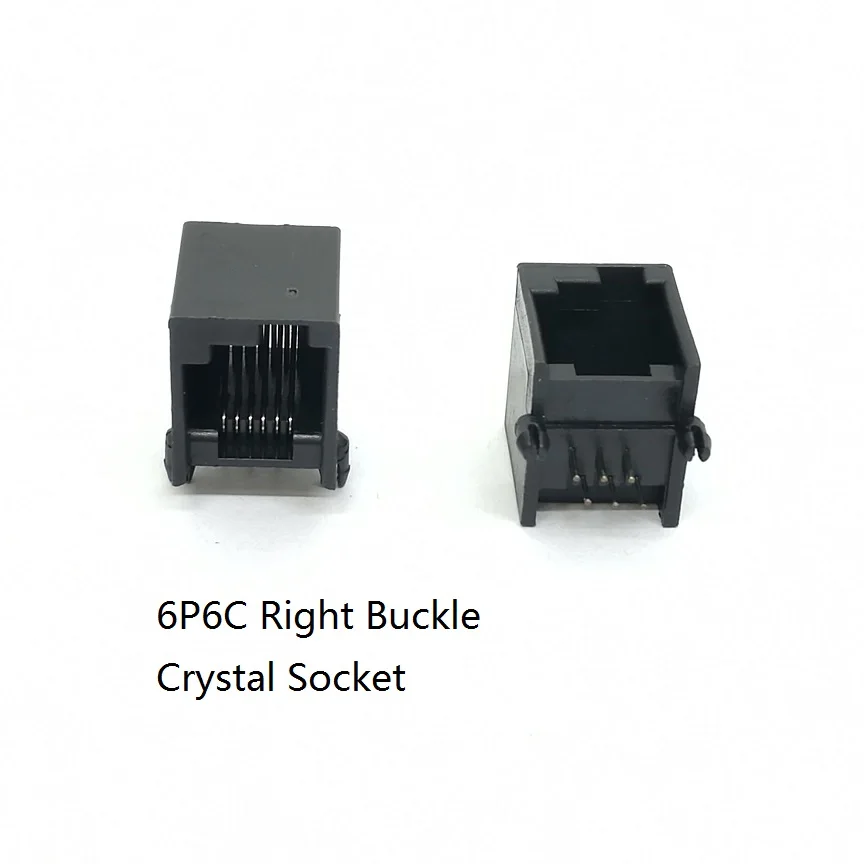 1 2PCS/LOT RJ11 RJ12 6P6C Left Buckle/Right Buckle Crystal Socket Telephone Jack Female Connector For EV3 NXT