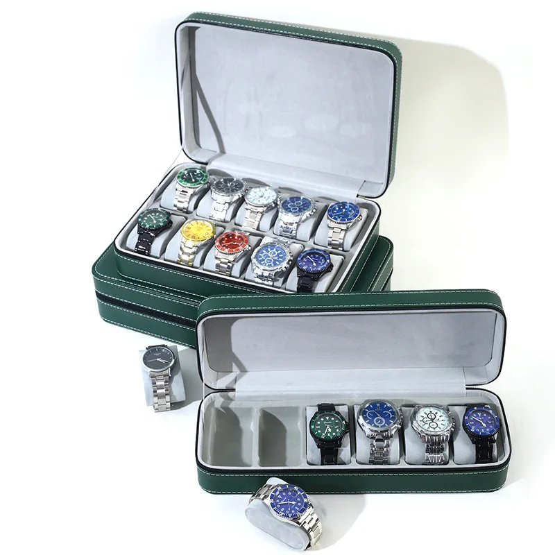 WellZone Dustproof Portable Multiple Slots Zipper Watch Box 2/4/6/8/10/12 Girds Travel Storage Box For Watch
