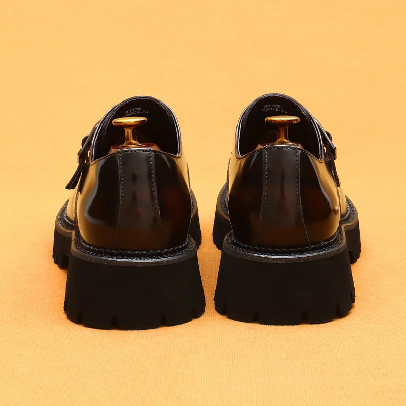 British casual leather shoes genuine leather formal business mens shoes thick shoes Oxford shoes patented leather derby shoes 241031