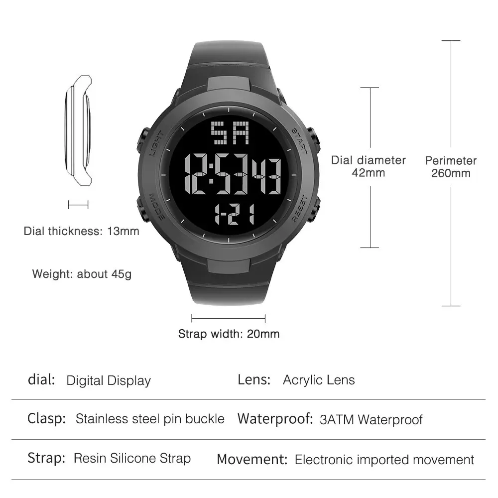 READ Digital Watch for Boys and Girls, Waterproof Watch,LED Easy to Read Stopwatch Alarm Multifunctional Outdoor Student Watch