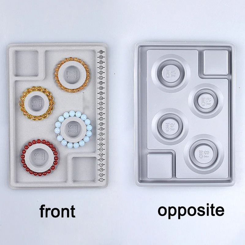 Flocked Beading Tray DIY Bracelet Necklace Jewelry Making Findings Beading Organizer Gray Bead Board Measuring Tools Accessories
