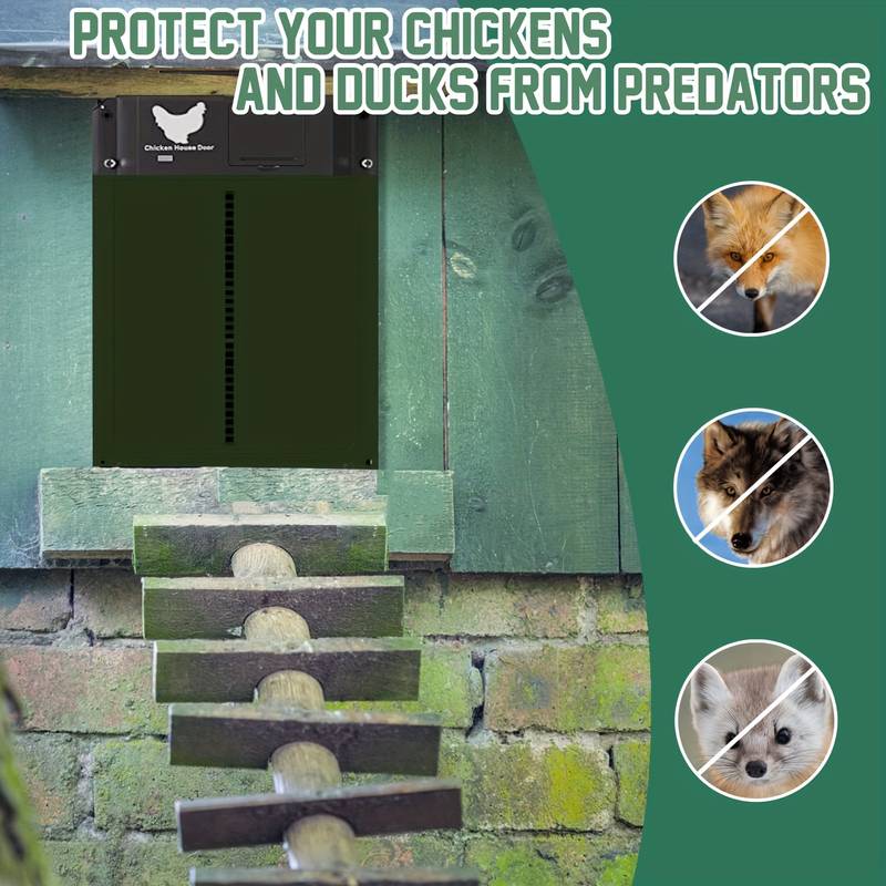 Upgrade ABS Automatic Chicken Coop Door Opener Battery Powered Light Sense Control IP44 Waterproof Pet Accessories House Door