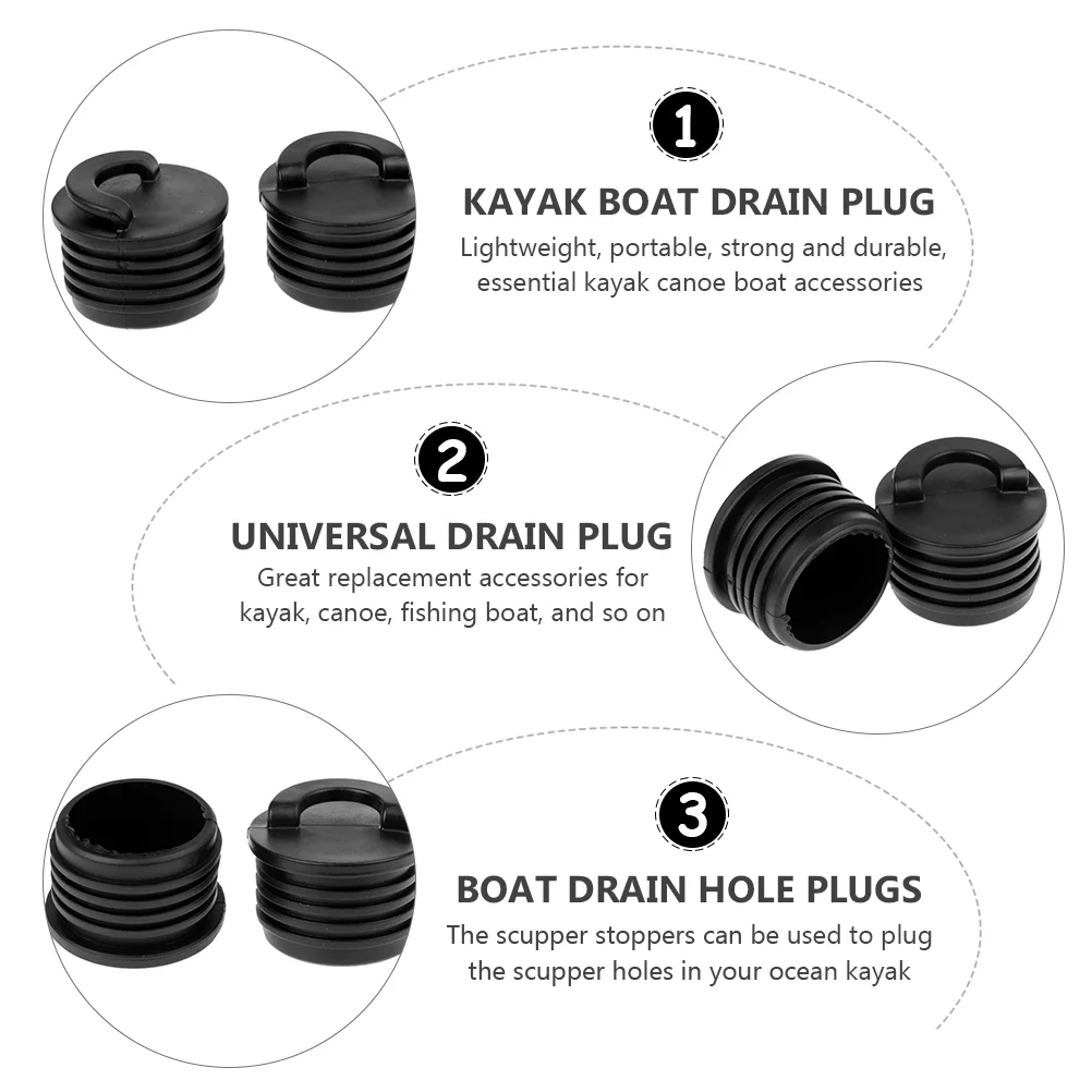 Kayak Drain Plug Boat Scupper Plugs Universal Kit Hole Replacement Bung Stoppers Marine Accessories Equipment