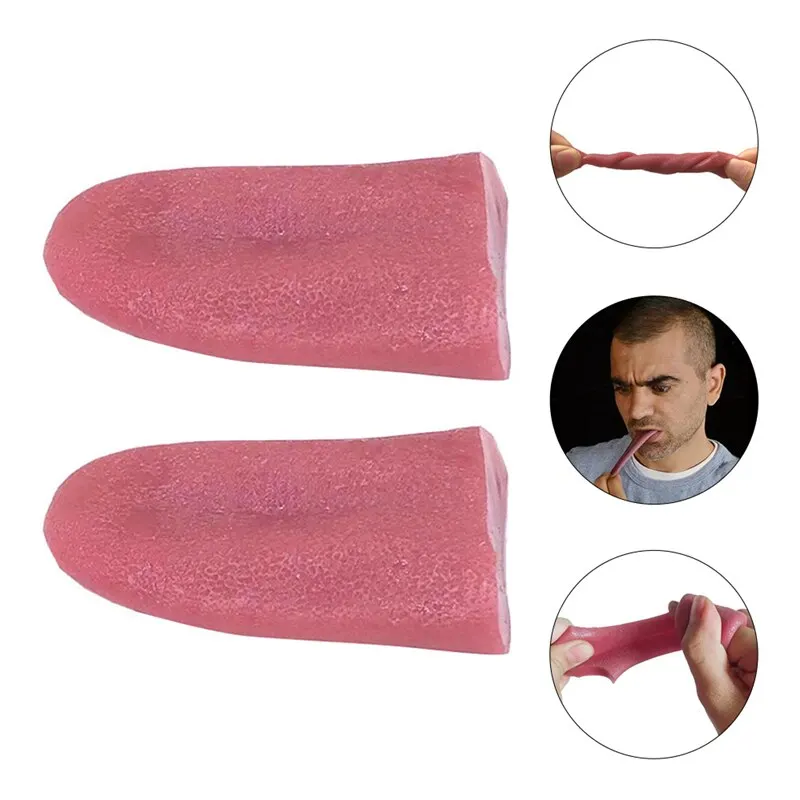 2 Pcs Tongue Fake Prank Proptoys Propstrick Horrific Realistic Party Tricks Siliconescary False Artificial Model Pranks Cosplay