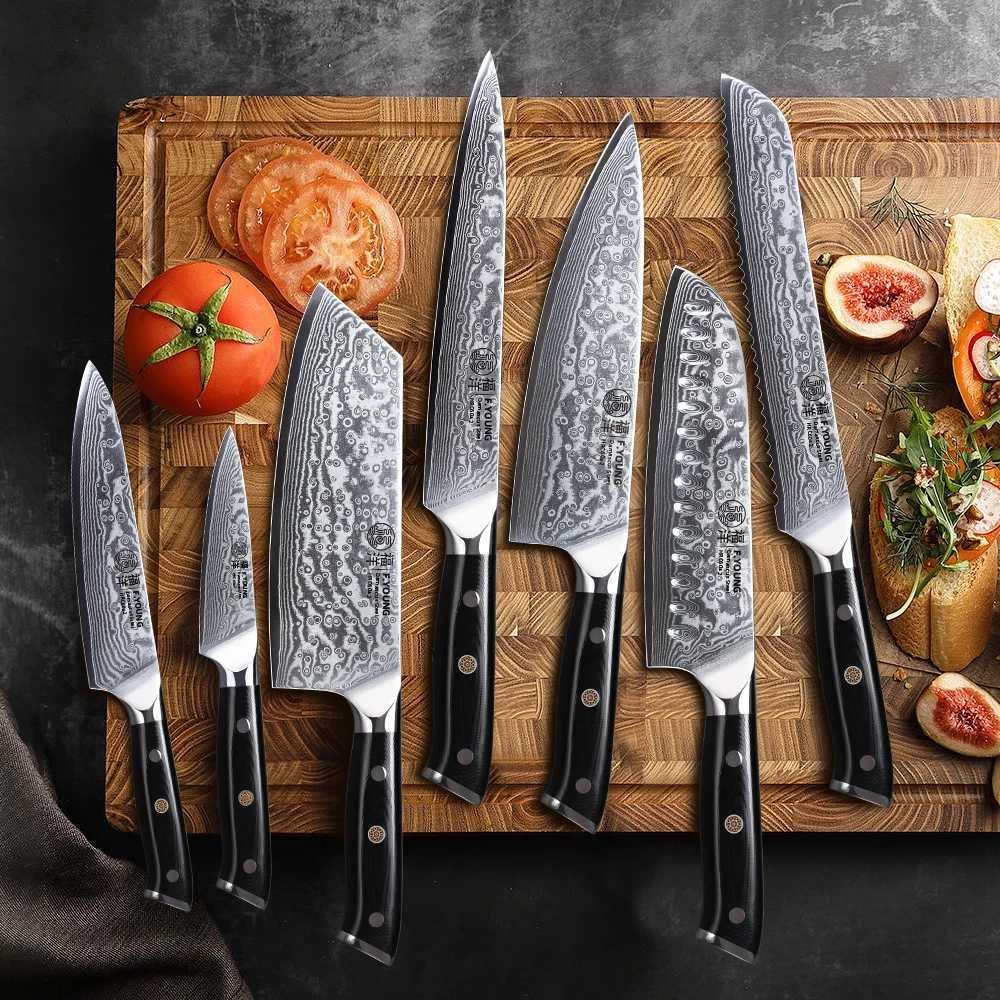 F. Young Professional Kitchen Knife Damascus Steel Japanese Chef Knife Slicer Sashimi Practical Fruit Cooking Kitchen Utensils X241102