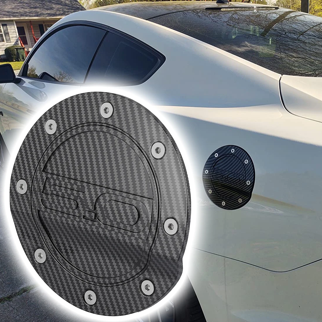 Fuel Door Cover Gas Fuel Filler Tank Cap Lid For Ford Mustang 2015-2022