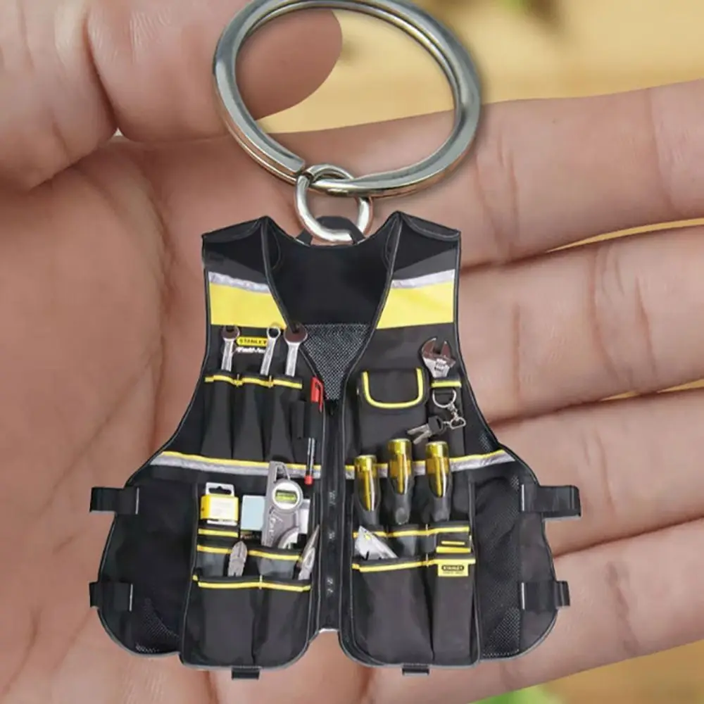 2D Electrician Tool Keyring Car Hanging Pendant Personalized Electrician Tool Bag Acrylic Keychain Handmade Decor Auto Accessory