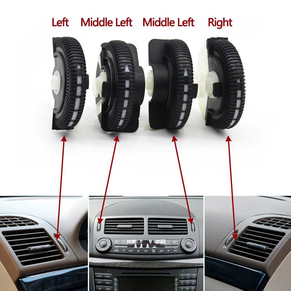 2PCS Set Car Front Rear Air Conditioning AC Vent Rolling Wheel For Mercedes BENZ E Class W211 E220 E280 E320 E350 E55