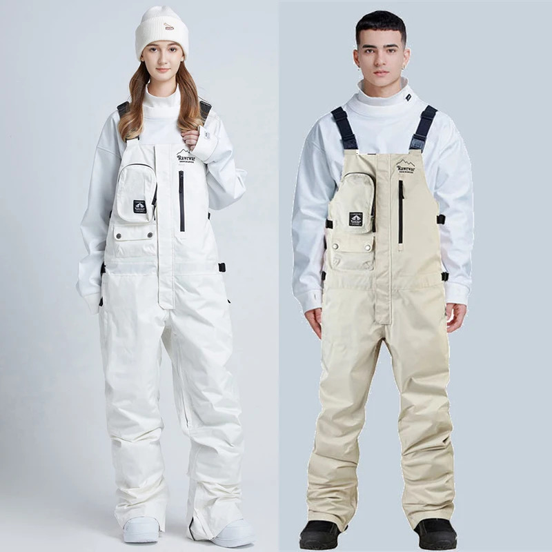 2024 Outdoor Waterproof Woman Skiing Trousers Mountain Men Snow Jumpsuit Sport Women Ski Overalls Suspender Female Hiking Pants