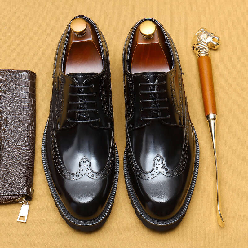 British Business Dress Leather For Men, Made Of Thick Bottom Increased Height, Lacquer Bright Leather, Blok Men's Shoes